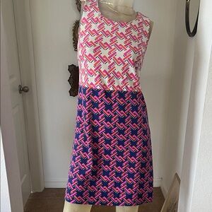JB by Julie Brown Pink and Blue Geometric Dress